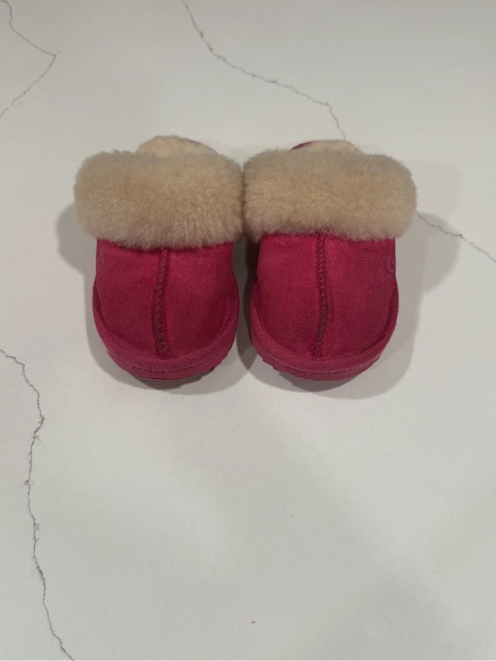 UGG Kids Cozy II Pink Azalea Suede Sheepskin Slippers Girls Size 12